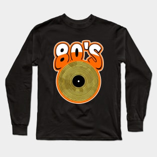 RETRO 1980 Orange Vinyl Record Long Sleeve T-Shirt